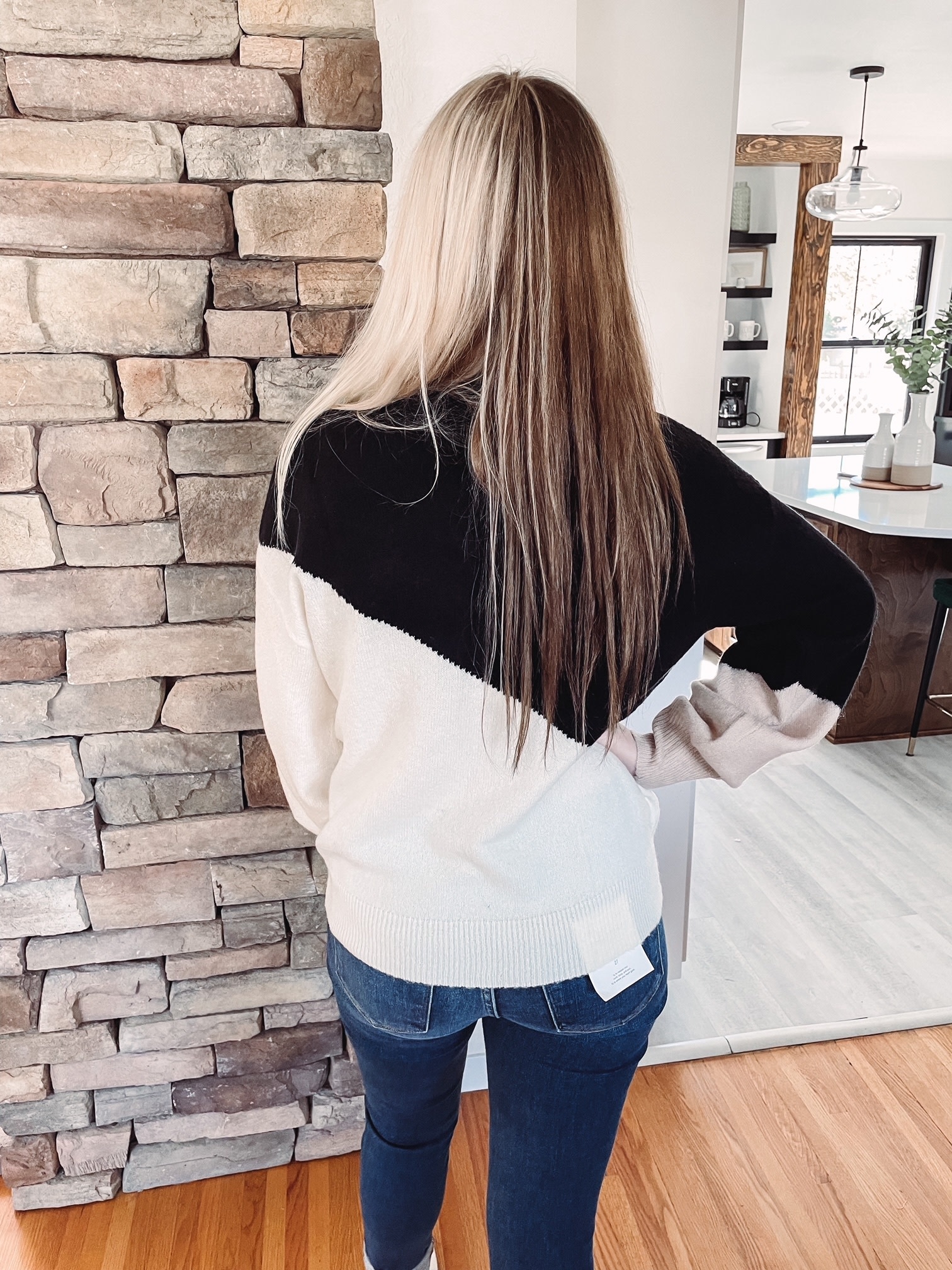 Lydia Black + White Colorblock Sweater