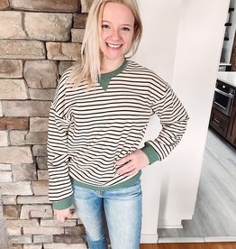 Claire Black Striped Knit Top