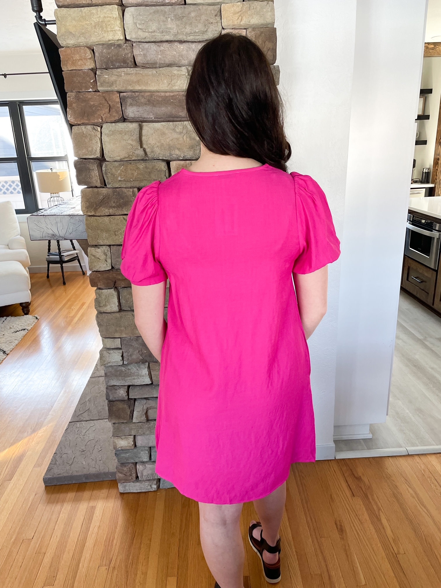 Hot Pink Bubble Sleeve Dress - Urban Threads Clothing Boutique