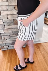 Gray Striped Paperbag Shorts