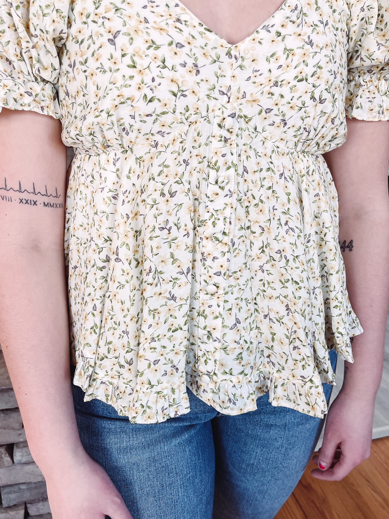Yellow Floral Back Tie Top