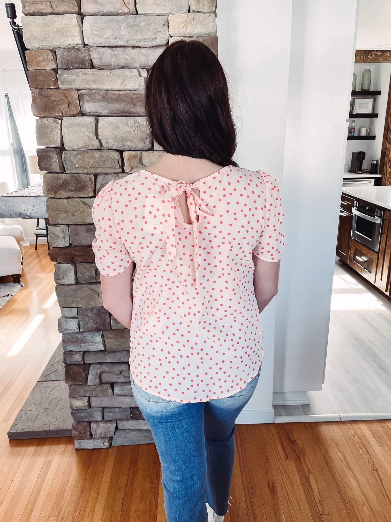 Polka Dot Short Sleeve Blouse