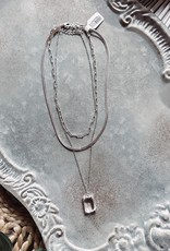 Silver Square Layer Necklace
