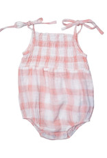 Painted Gingham Pink Smocked Bubble