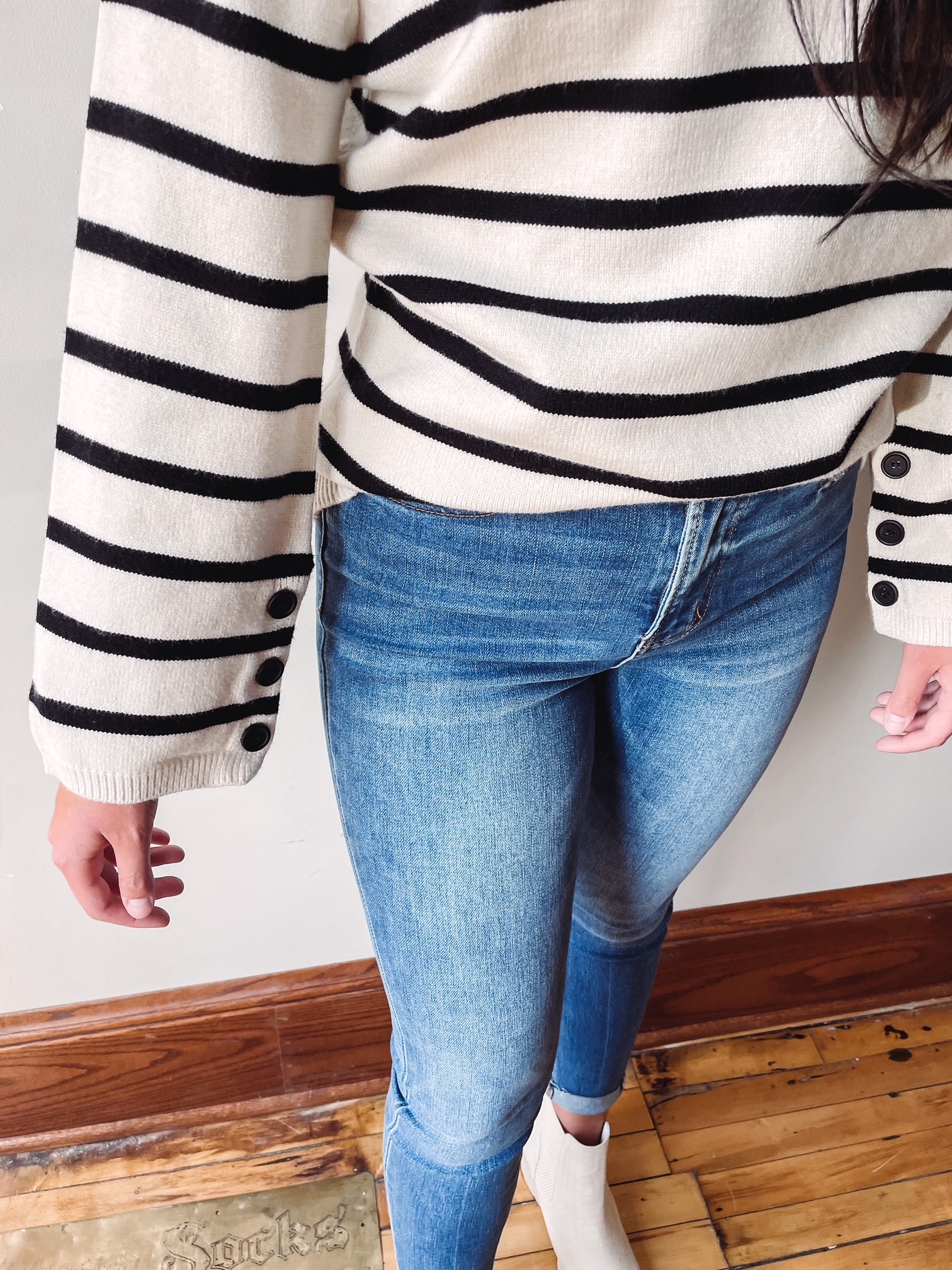 Mary Ivory Striped Sweater