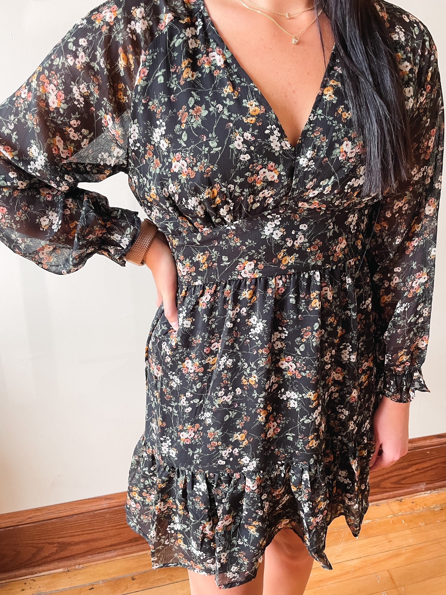 Elle Black Floral Dress - Urban Threads Clothing Boutique