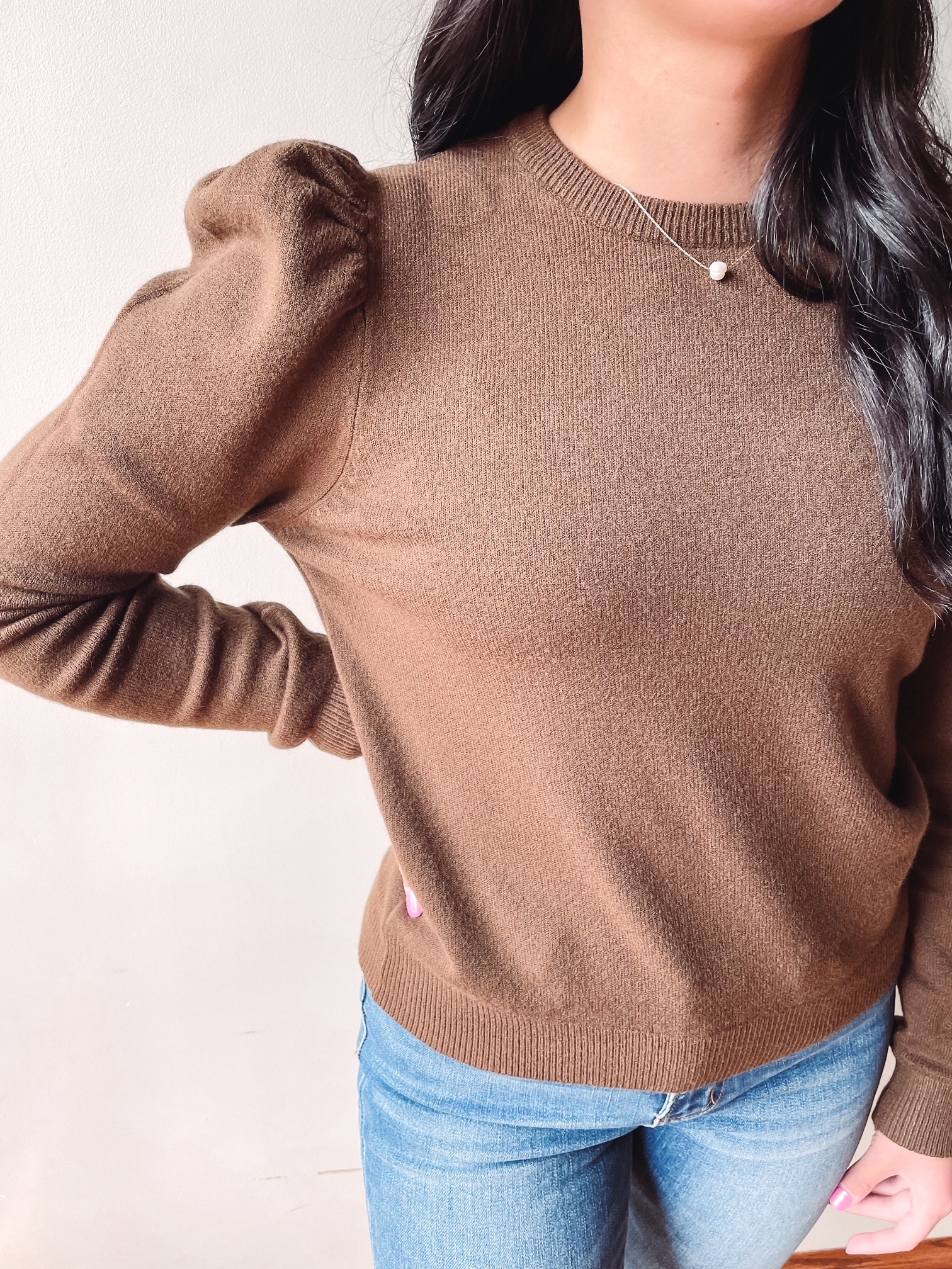 Miranda Chestnut Puff Sleeve Sweater