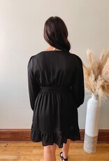 Black Satin Stripe Mini Dress