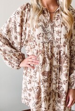 Bella Taupe Floral Babydoll Tunic