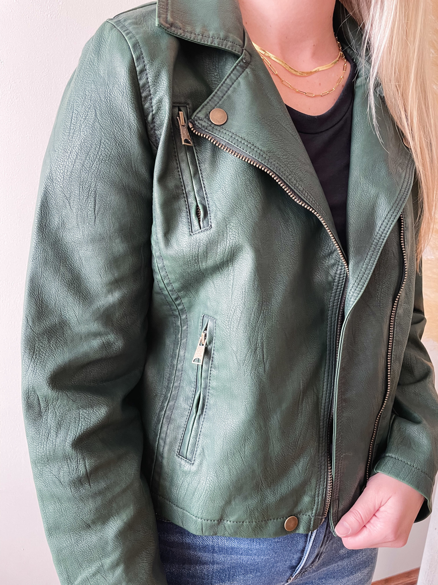 Abigail Hunter Green Leather Jacket Urban Threads Clothing Boutique