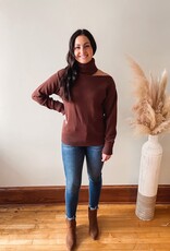 Tori Chestnut Turtleneck Cutout Sweater