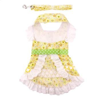 Doggie Design Doggie Design Emily Yellow Floral And Lace Dress With Matching Leash