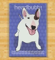 Pop Doggie Pop Doggie Bull Terrier Magnet, Headbutt Haha