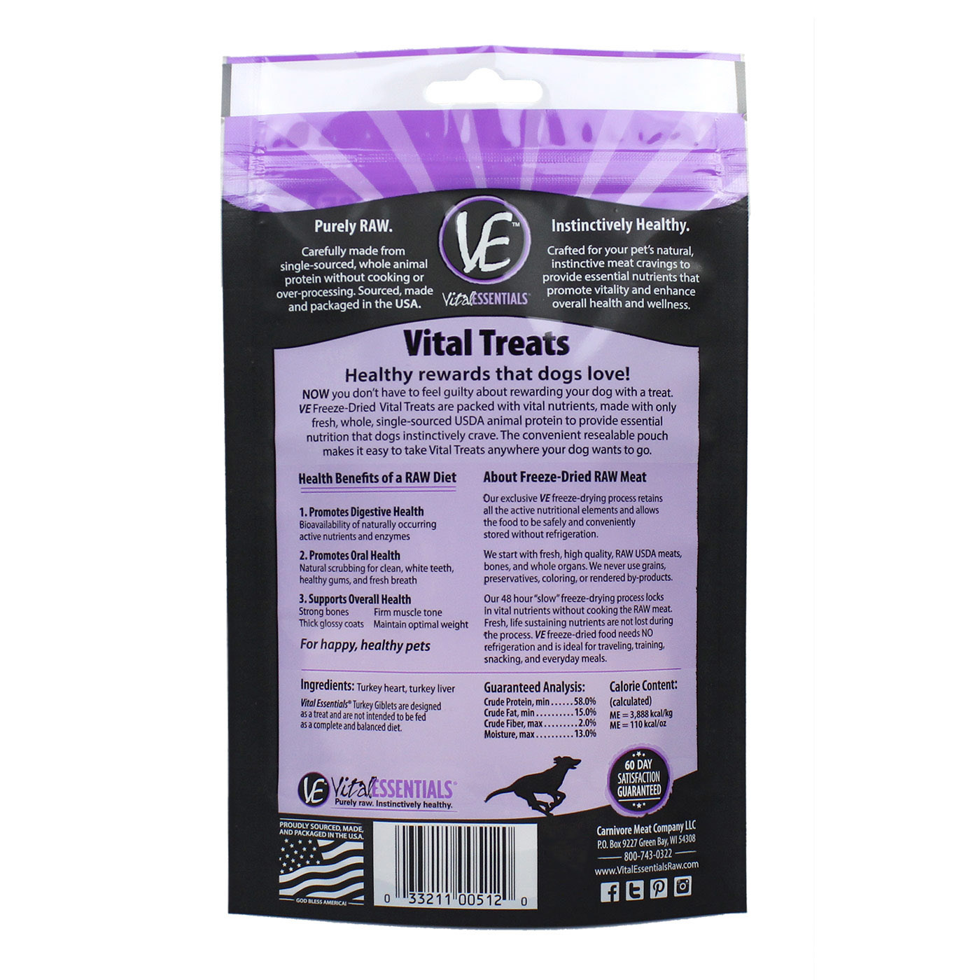 Vital Essentials Turkey Giblets Freeze Dried 2oz Pet Food and
