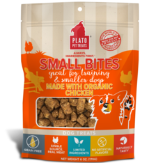 Plato Pet Treats Plato Small Bites Grain Free Organic Chicken Recipe