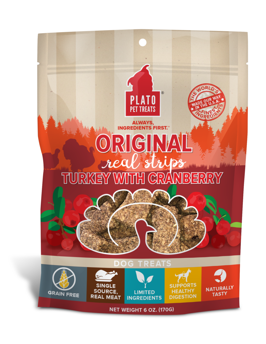 Plato Pet Treats Plato Original Real Strips Grain Free Turkey With Cranberry