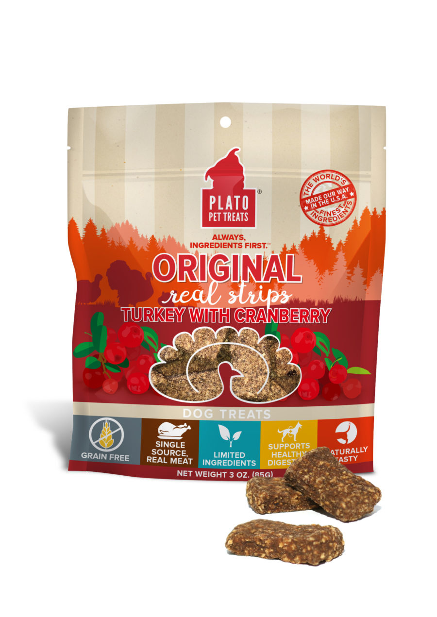 Plato Pet Treats Plato Original Real Strips Grain Free Turkey With Cranberry