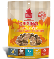 Plato Pet Treats Plato Original Real Strips Grain Free Turkey With Pumpkin