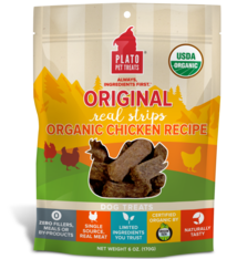 Plato Pet Treats Plato Original Real Strips Organic Chicken Recipe