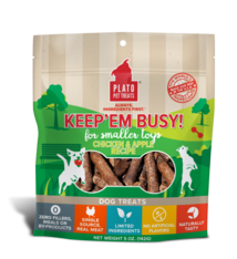 Plato Pet Treats Plato Keep'Em Busy Chicken & Apple for Small Toys 5oz