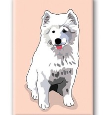 Paper Russells Samoyed, Sitting Fridge Magnet