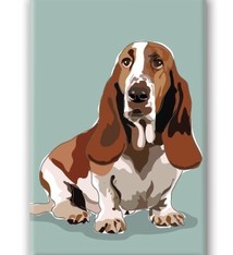Paper Russells Basset Hound, Sitting Fridge Magnet