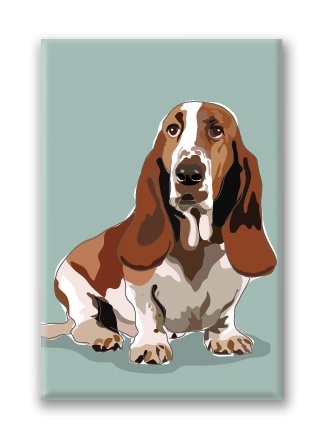 Paper Russells Basset Hound, Sitting Fridge Magnet