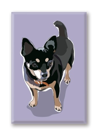 Paper Russells Chihuahua, Black Fridge Magnet