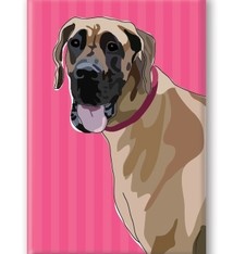 Paper Russells Great Dane, Fawn Fridge Magnet