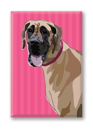 Paper Russells Great Dane, Fawn Fridge Magnet