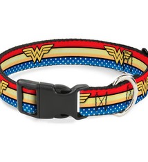Buckle Down Buckle-Down Wonder Woman Logo Stripe/Stars Plastic Clip Collar