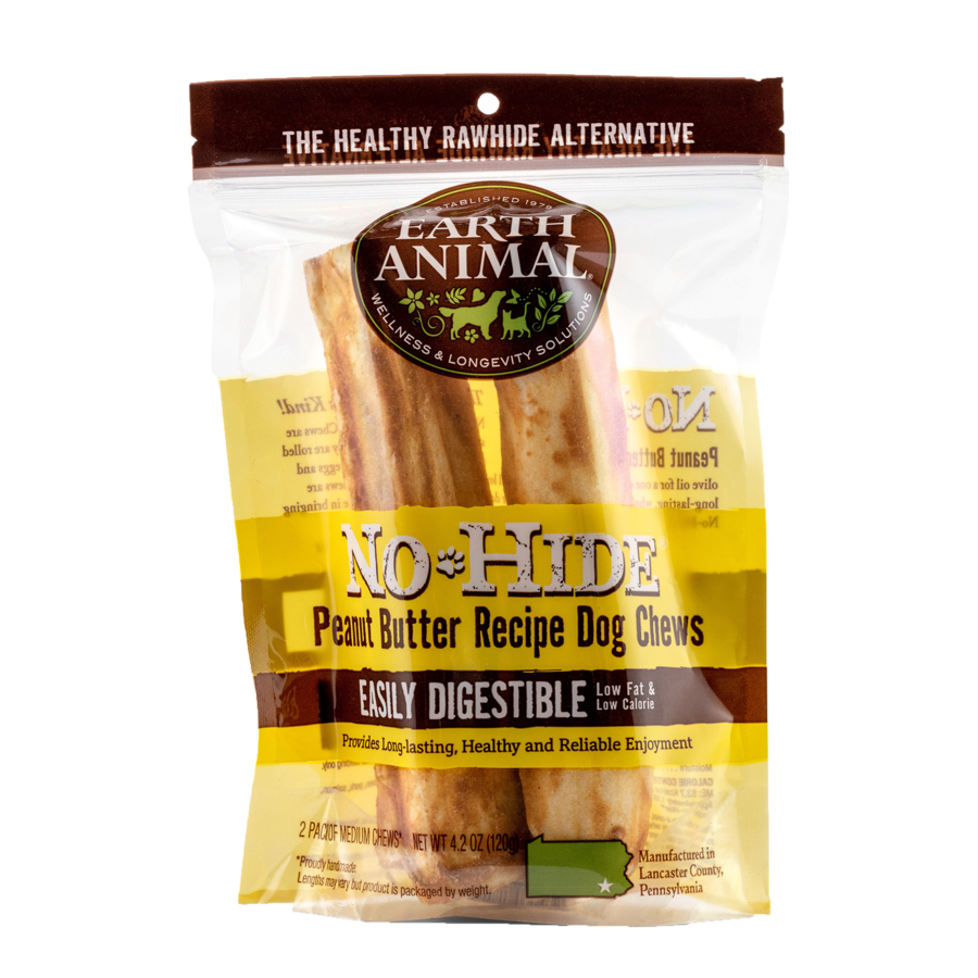 Earth Animal Earth Animal No Hide Peanut Butter Chew Medium 7" 2 Pack