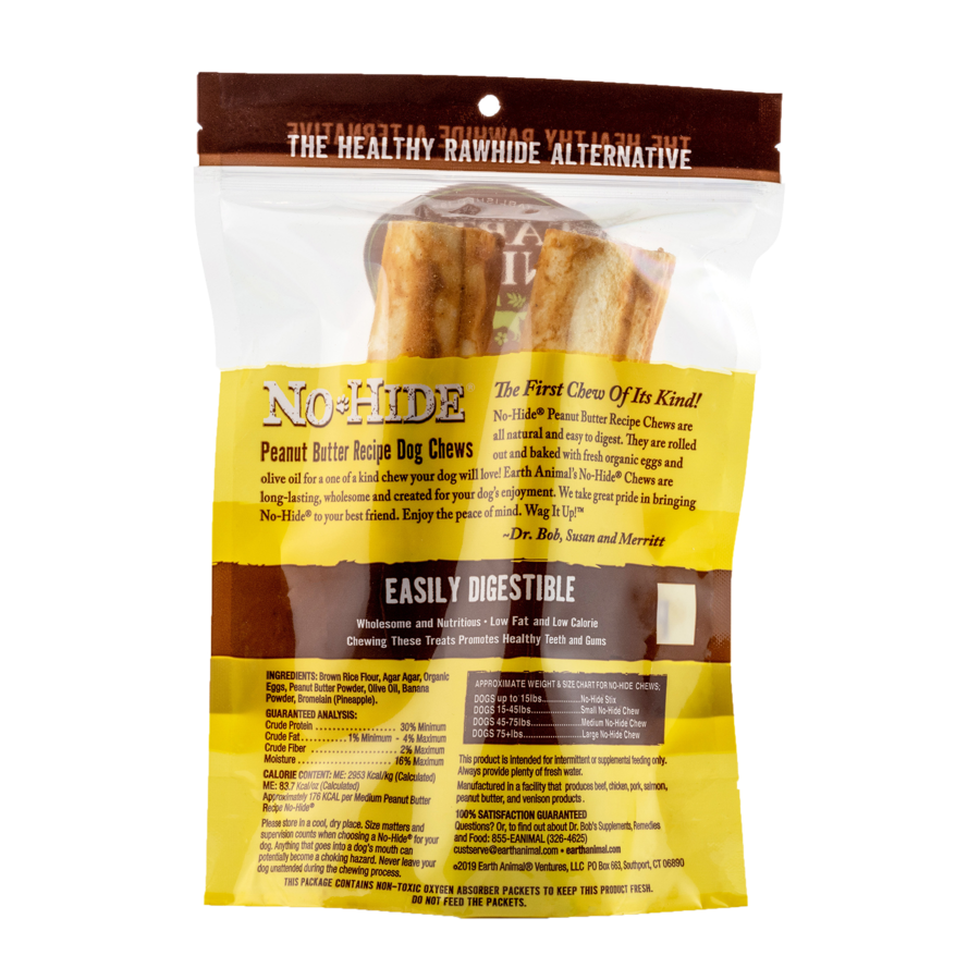 Earth Animal Earth Animal No Hide Peanut Butter Chew Medium 7" 2 Pack