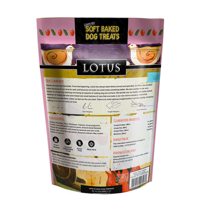 Lotus Pet Foods Lotus Grain Free Soft Baked Turkey & Turkey Liver Recipe 10oz
