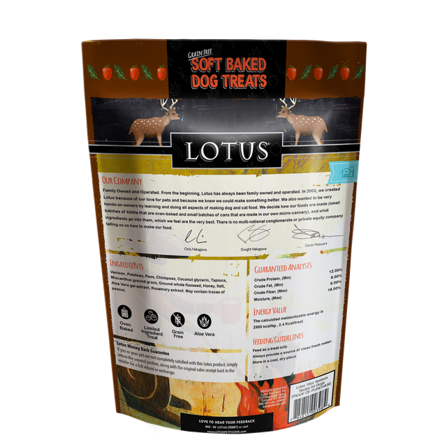 Lotus Pet Foods Lotus Grain Free Soft Baked Venison Recipe 10oz