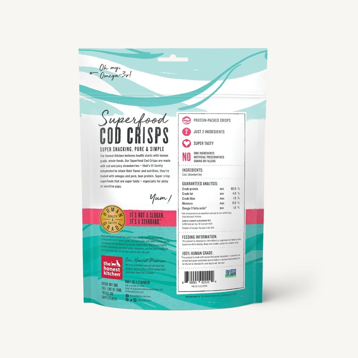 The Honest Kitchen Honest Kitchen Superfood Cod Crisps - Cod & Strawberry