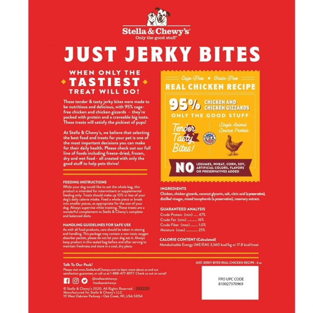 Stella & Chewys Stella & Chewys Just Jerky Bites Real Chicken Recipe 6oz