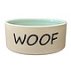 Ethical Stoneware Woof Dog Dish,Tan/Green 5”