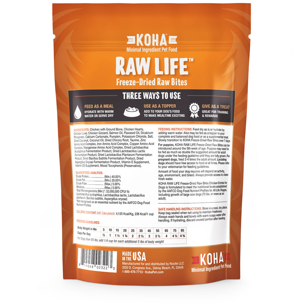 Koha Koha Raw Life Freeze-Dried Raw Bites, Chicken Entree