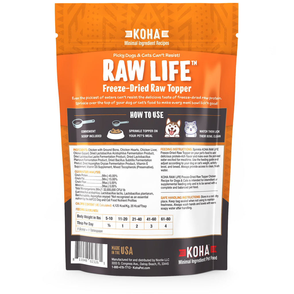 Koha Koha Raw Life Freeze-Dried Raw Topper, Chicken