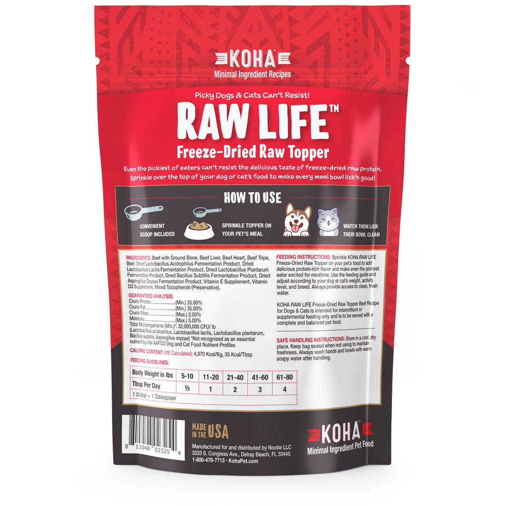 Koha Koha Raw Life Freeze-Dried Raw Topper, Beef