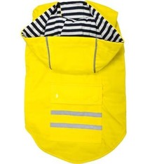 Doggie Design Doggie Design Yellow Slicker Raincoat with Striped Lining