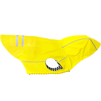 Doggie Design Doggie Design Yellow Slicker Raincoat with Striped Lining