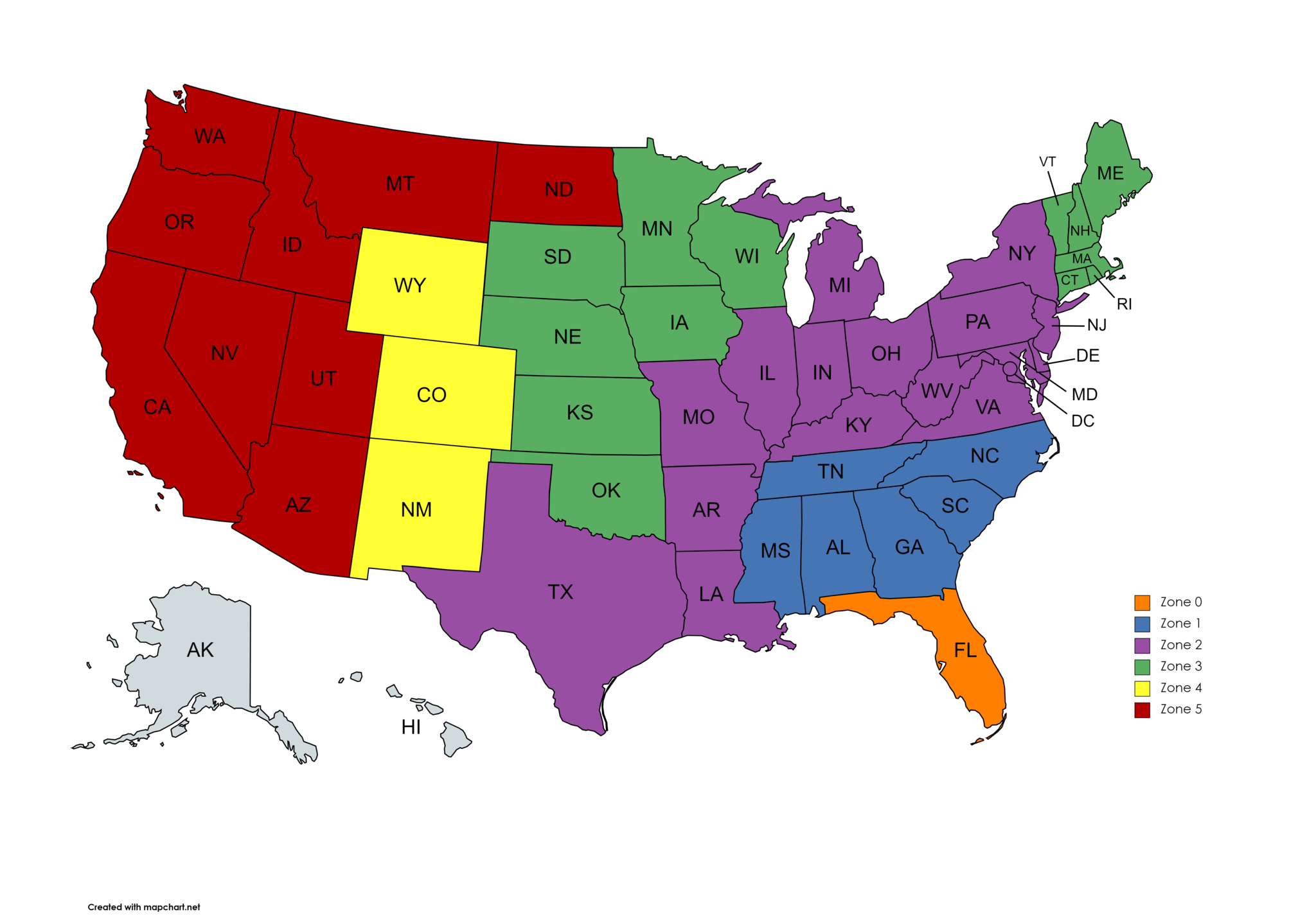 map of Louise's pet connection shipping zones