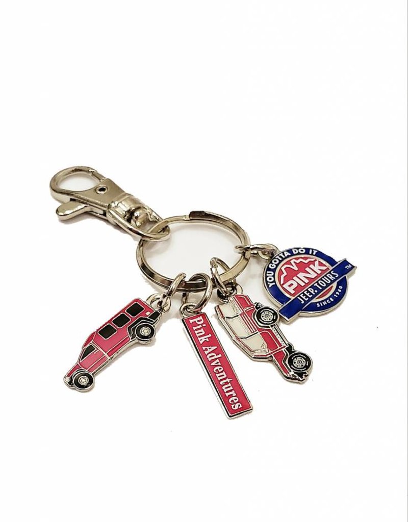 THE PIN CENTER PINK JEEP CHARM KEYCHAIN