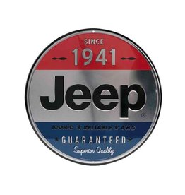 OPEN ROAD BRANDS JEEP 1941 ROUND EMBOSSED TIN SIGN