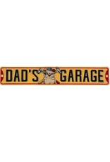 OPEN ROAD BRANDS DADS GARAGE BULLDOG EMBOSSED TIN SIGN