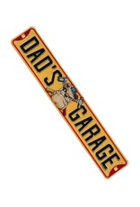 OPEN ROAD BRANDS DADS GARAGE BULLDOG EMBOSSED TIN SIGN