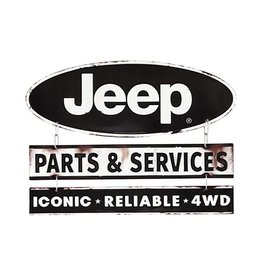 OPEN ROAD BRANDS JEEP SERVICE & PARTS EMBOSSED TIN SIGN
