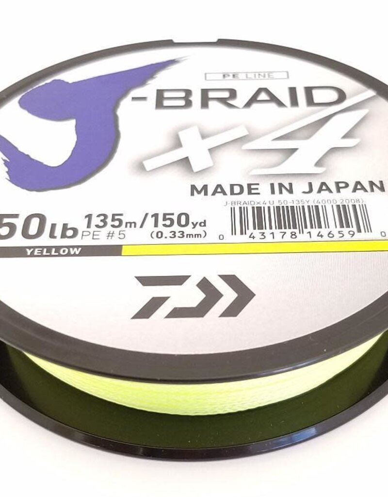 Daiwa J-Braid X4 Braided Line, Yellow